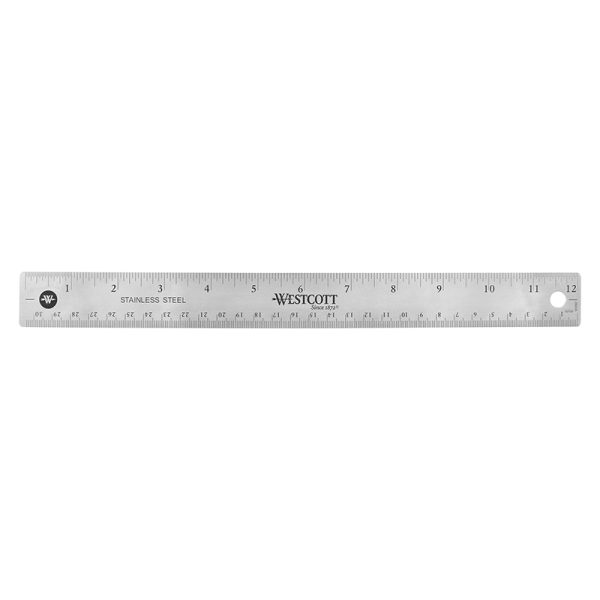 12" Stainless Steel Office Ruler With Non Slip Cork Base