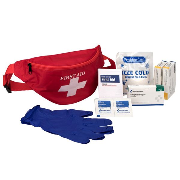 First Aid Kit Fanny Pack, Fabric Case, 49 Pieces