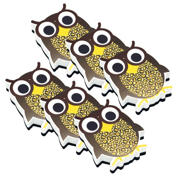 Magnetic Whiteboard Eraser, Wise Owl, Pack of 6