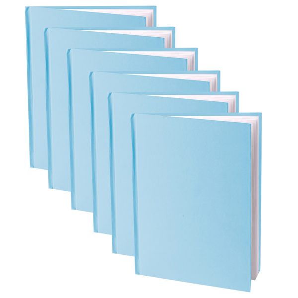 Blue Hardcover Blank Book, White Pages, 11"H x 8-1/2"W Portrait, 14 Sheets/28 Pages, Pack of 6