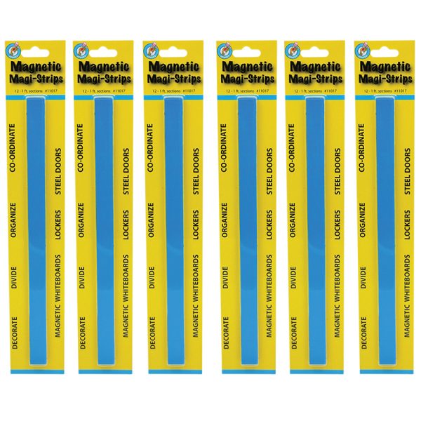 Magnetic Magi-Strips, Blue, 12 Feet Per Pack, 6 Packs