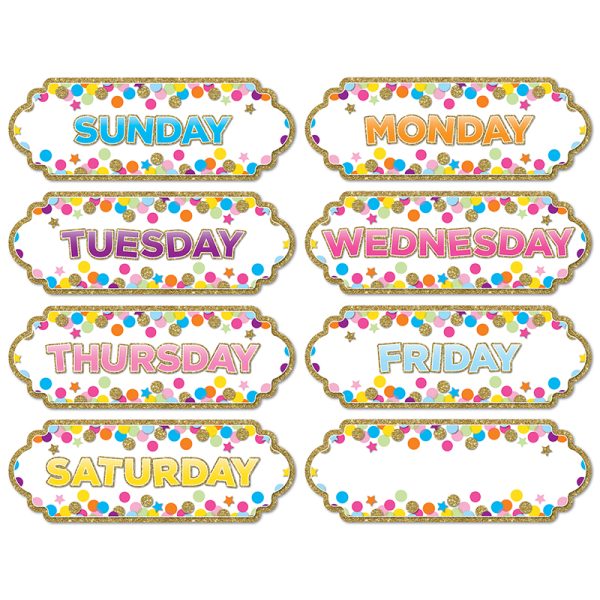 Magnetic Die-Cut Timesavers & Labels, Confetti Days of the Week