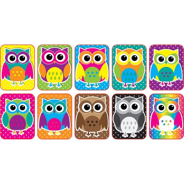 Non-Magnetic Mini Whiteboard Erasers, Color Owls, Pack of 10