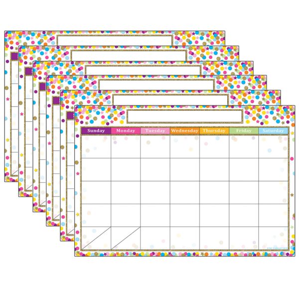 Smart Poly Chart, 13" x 19", Confetti Calendar, Pack of 6