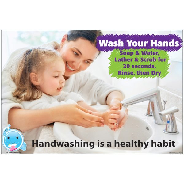 Healthy Bubbles™ Smart Poly™ Chart, Handwashing is A Healthy Habit, 13" x 19"