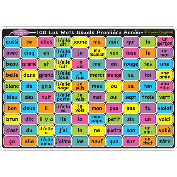 Smart Poly™ Learning Mat, 12" x 17", Double-Sided, French Sight Words 1st & 2nd Year