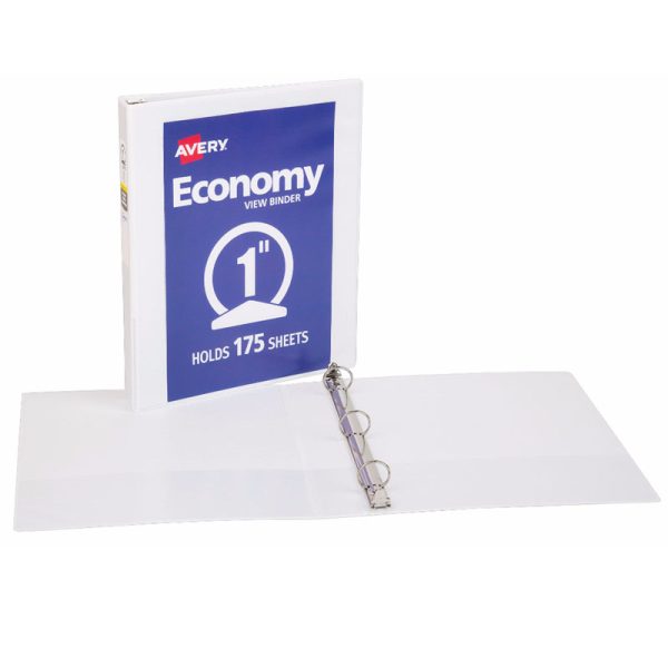 Economy View Binder, 1" Round Rings, 175-Sheet Capacity, White