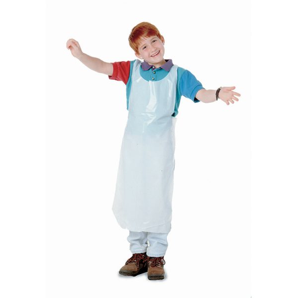 Bib Style Kids Disposable Aprons, White, Pack of 100