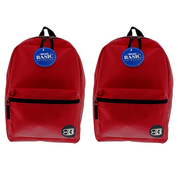 Basic Backpack 16" Burgundy, Pack of 2