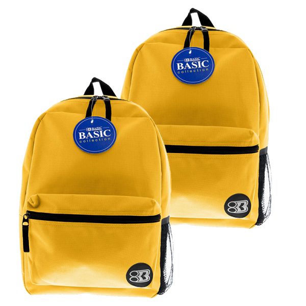 16" Basic Backpack, Mustard, Pack of 2