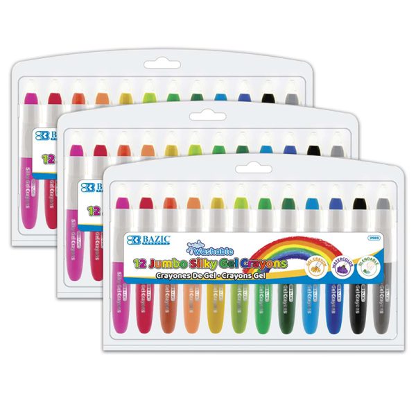 Washable Jumbo Silky Gel Crayons, 12 Per Pack, 3 Packs