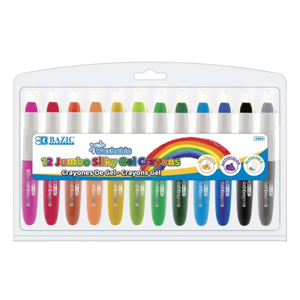 Washable Jumbo Silky Gel Crayons, 12 Colors