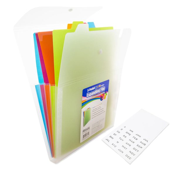 5-Pocket Letter Size Vertical Poly Expanding File