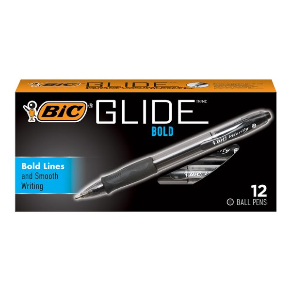 Glide™ Bold Retractable Ball Point Pen, Bold Point (1.6mm), Black, 12-Count