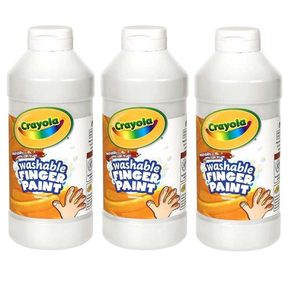 Washable Finger Paint, White, 16 oz. Bottle, Pack of 3