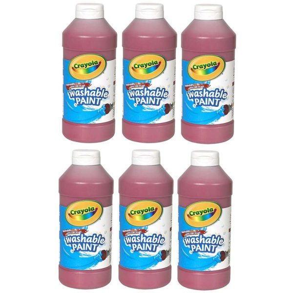 Washable Paint, Red, 16 oz. Bottles, Pack of 6