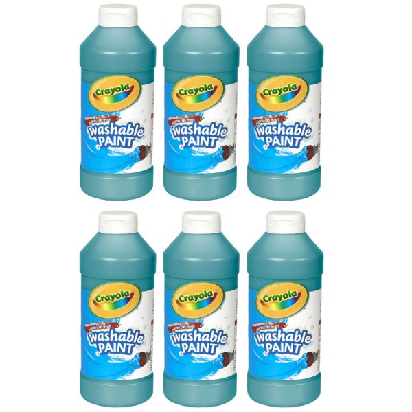 Washable Paint, Turquoise, 16 oz., Pack of 6