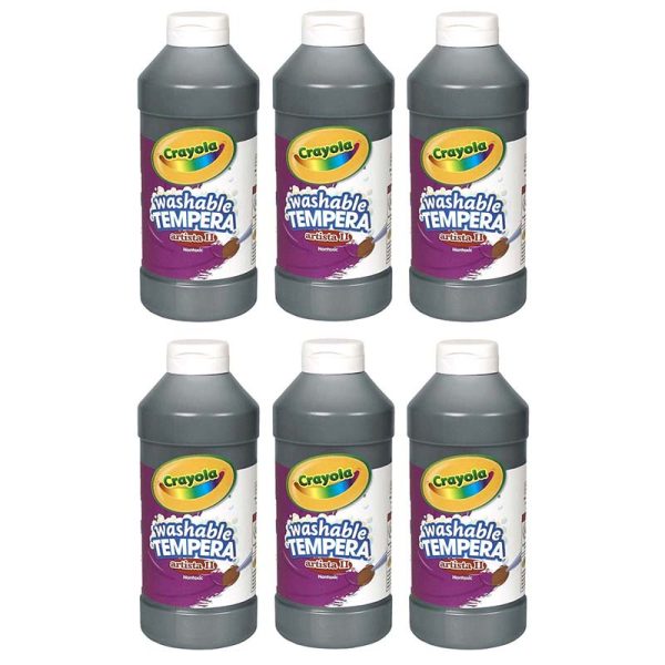 Artista II® Washable Liquid Tempera Paint, Black, 16 oz. Bottles, Pack of 6