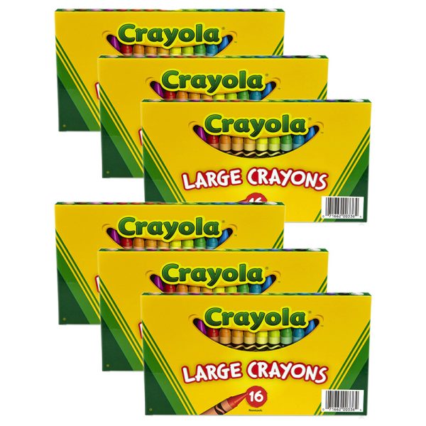 Large Crayons, Classic Colors, 16 Per Pack, 6 Packs