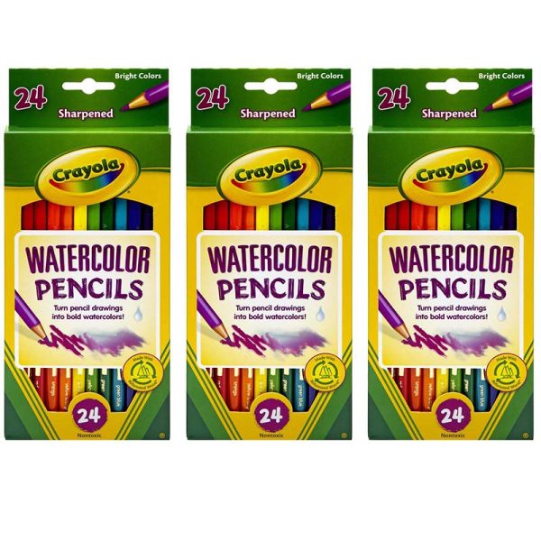 Watercolor Pencils, 24 Per Box, 3 Boxes