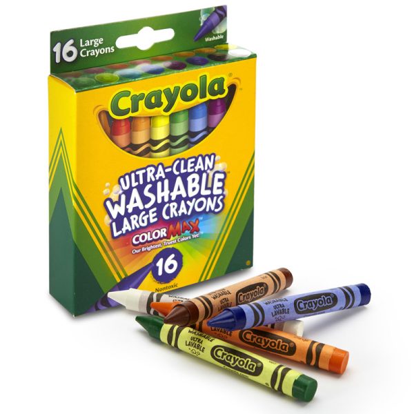 Large Ultra-Clean Washable Crayons, 16 Colors