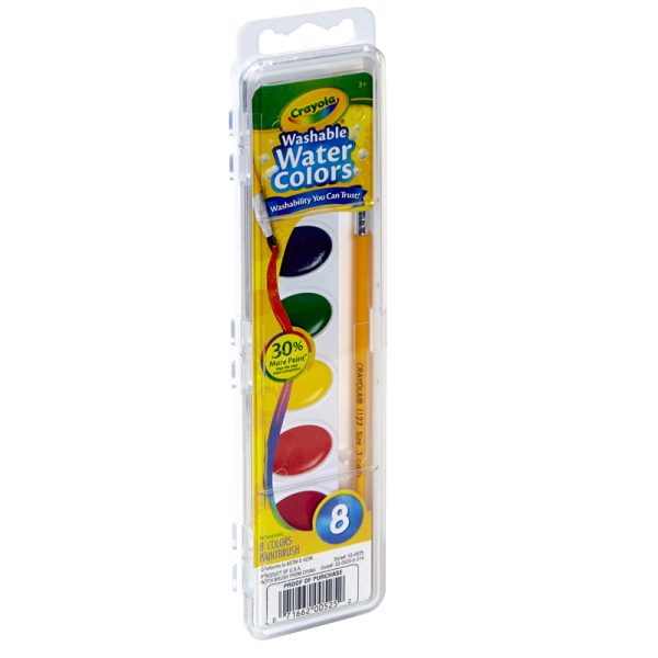 Semi-Moist Washable Watercolor Set, 8 Colors