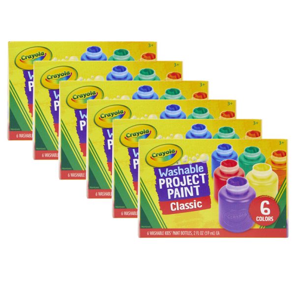 Washable Project Paint, Classic Colors, 2 oz., 6 Bottles Per Pack, 6 Packs