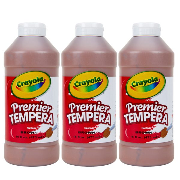 Premier Tempera Paint, 16 oz, Brown, Pack of 3