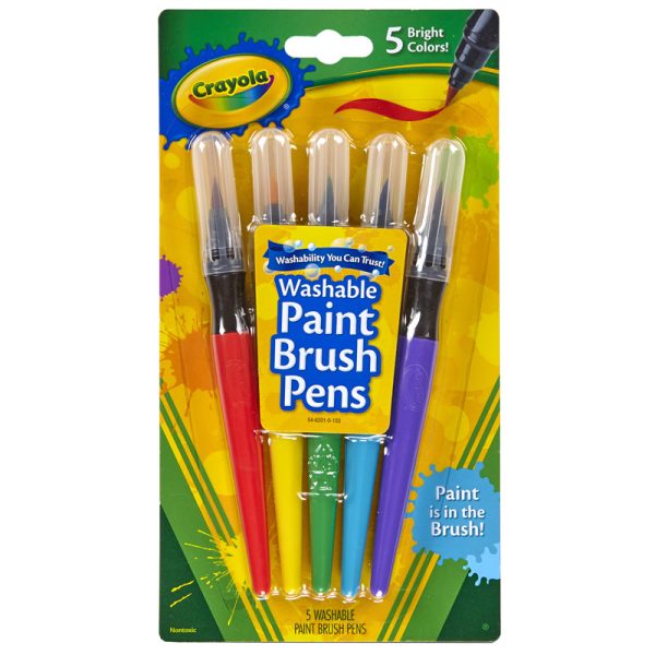 Washable No Drip Paint Brush Pens, 5 Count