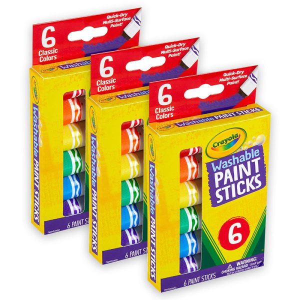 Washable Paint Sticks, 6 Per Pack, 3 Packs