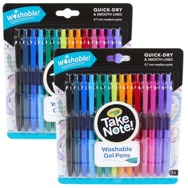 Take Note! Washable Gel Pens, 14 Per Pack, 2 Packs