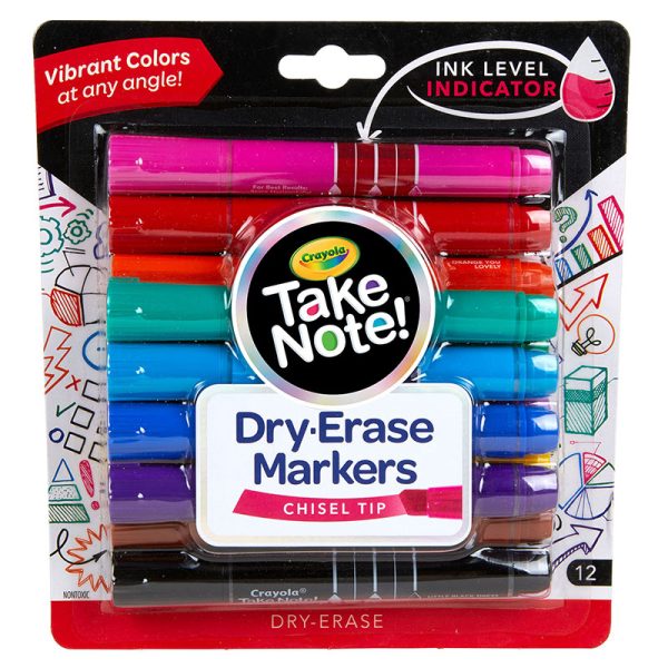 Take Note! Dry Erase Markers, Chisel Tip, 12 Count