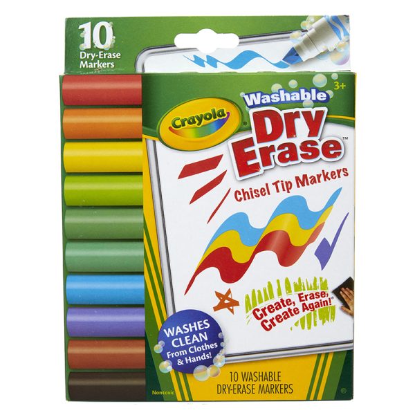 Washable Dura-Wedge Tip Dry Erase Markers, 10 Count