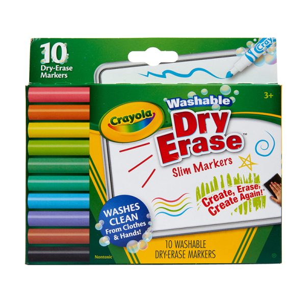 Washable Slim Dry Erase Markers, 10 Count