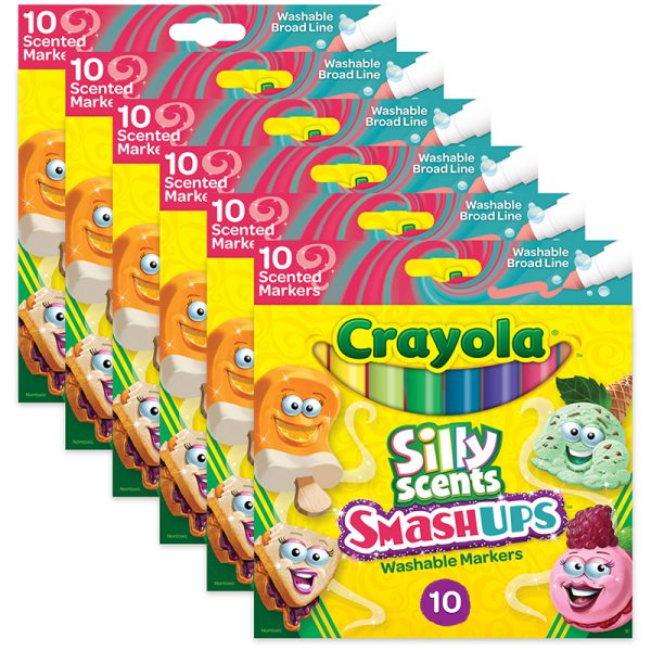 Silly Scents™ Smash Ups Broad Line Washable Scented Markers, 10 Per Pack, 6 Packs