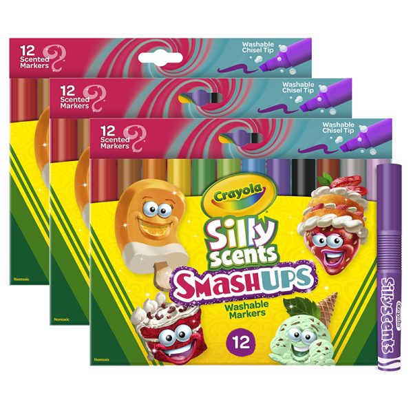 Wedge Tip Silly Scents™ Smash Ups Markers, 12 Per Pack, 3 Packs