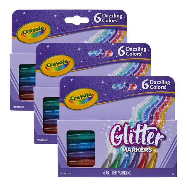 Glitter Markers, 6 Per Box, 3 Boxes