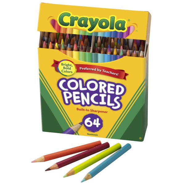 Short Colored Pencils, 64 Count with Sharpener