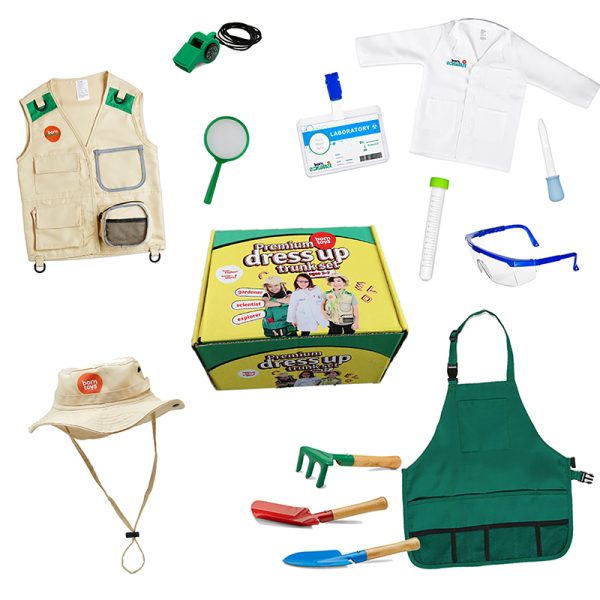 Dress Up / Drama Play Trunk Set, Scientist-Explorer-Gardening