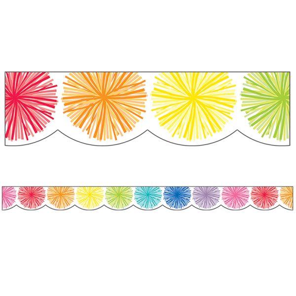 Hello Sunshine Poms Scalloped Border, 39 Feet