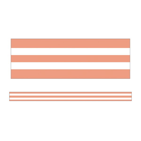 Simply Stylish Coral & White Stripes Straight Borders, 36 Feet