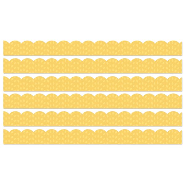 Grow Together Yellow with Painted Dots Scalloped Borders, 39 Feet Per Pack, 6 Packs