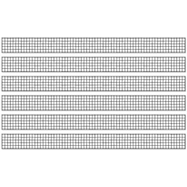 Creatively Inspired Black & White Grid Straight Borders, 36 Feet Per Pack, 6 Packs