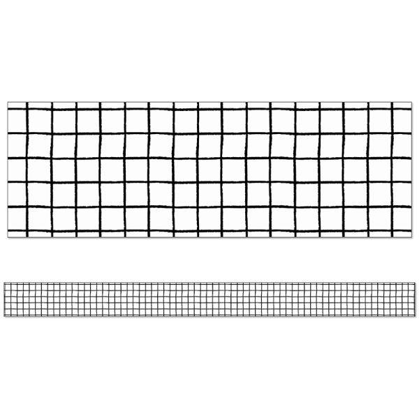 Creatively Inspired Black & White Grid Straight Borders, 36 Feet