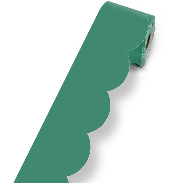 Grow Together Jade Green Rolled Scalloped Bulletin Board Borders, 65 Feet