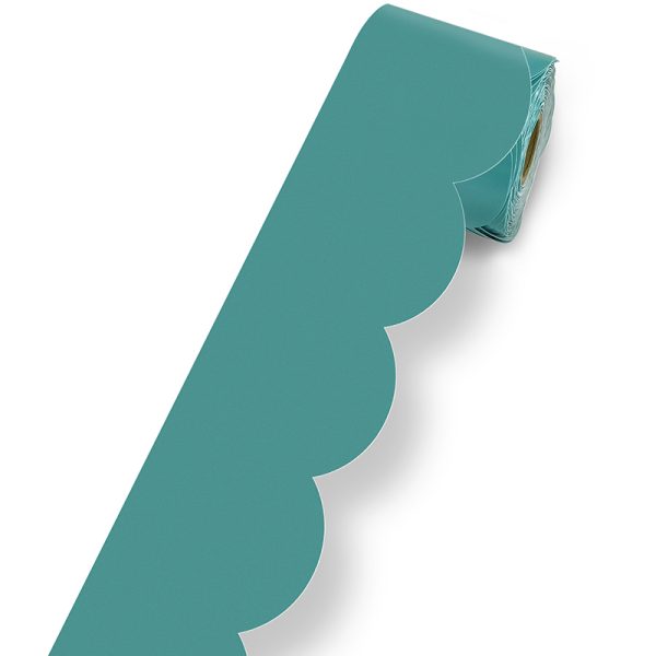 We Belong Teal Rolled Scalloped Bulletin Board Borders, 65 Feet