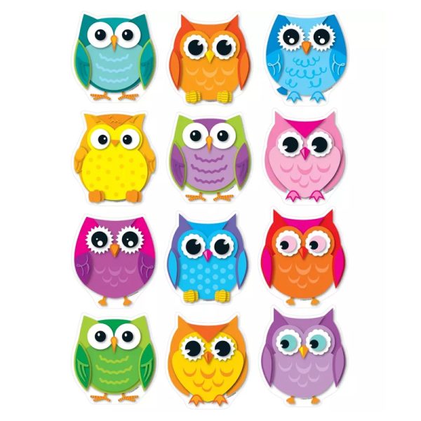 Colorful Owls Cut-Outs, Pack of 36