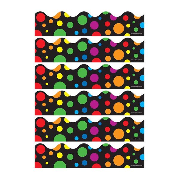 Big Rainbow Dots Scalloped Border, 39 Feet Per Pack, 6 Packs