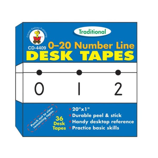 Traditional Desk Tape 0-20 Number Line, Grade PK-5, Pack of 36