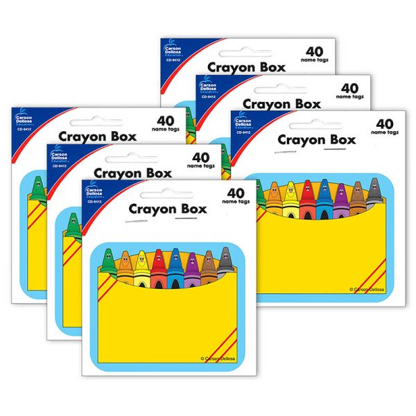 Crayon Box Name Tags, 40 Per Pack, 6 Packs